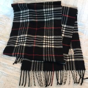 Black red white plaid cashmere scarf